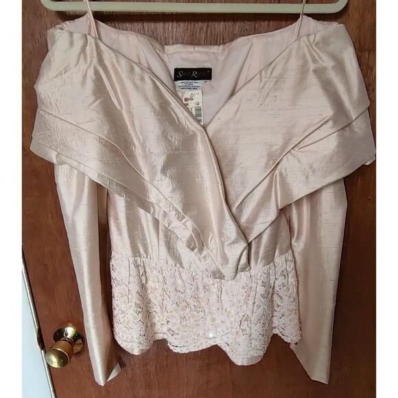 NOS vintage Saint Romei sz 10 light pink 100% silk two piece suit w/belt - Picture 3 of 16